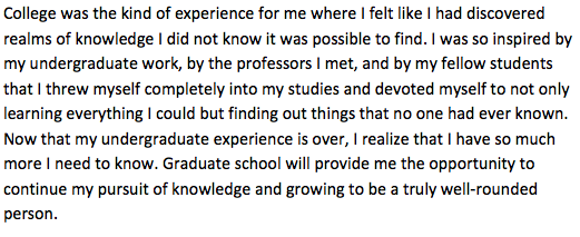 Samples of personal statements for graduate school applications