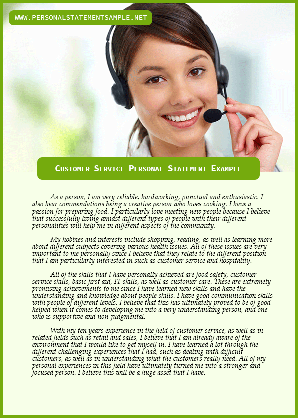 personal statement examples customer service
