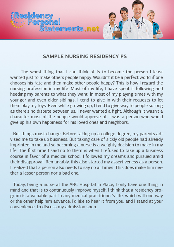 nursing residency personal statement sample