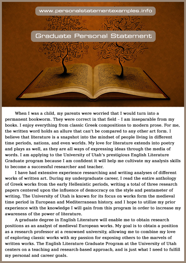 Study Graduate School Personal Statement Examples Personal Statement 
