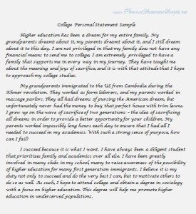 College Personal Statement Sample