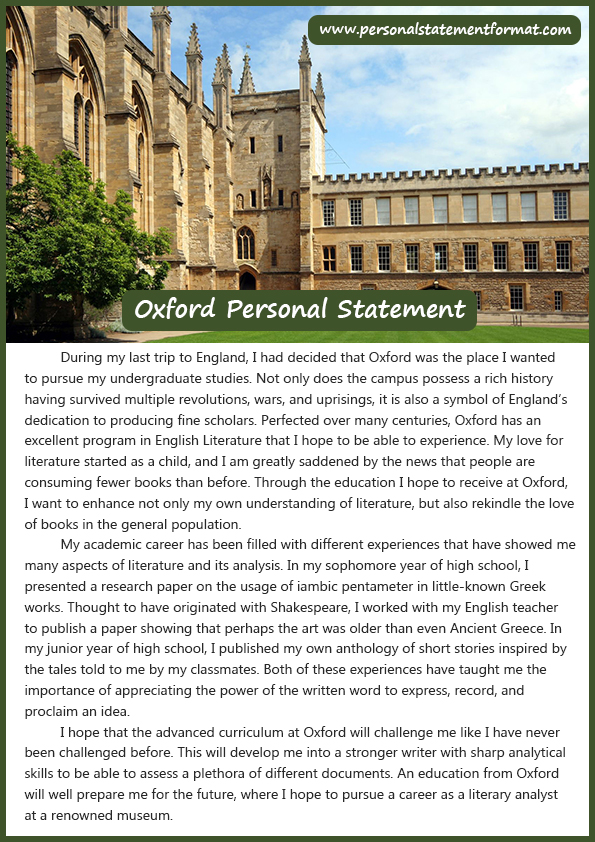graduate school oxford personal statement