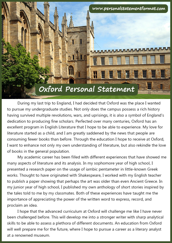 university of oxford personal statement