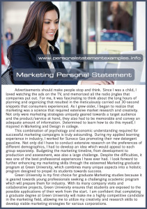 marketing personal statement example