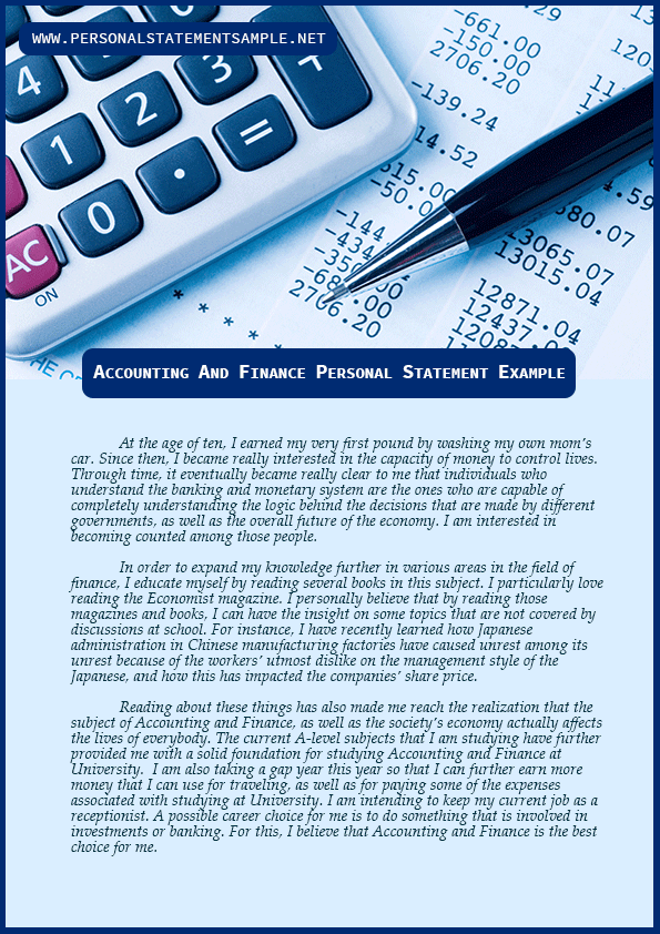 finance personal statement sample