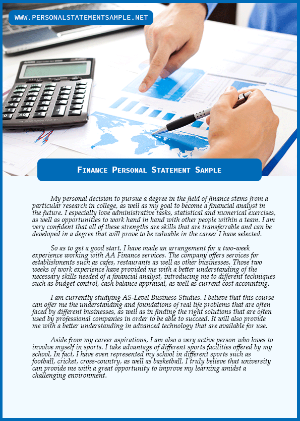 examples of personal statement finance