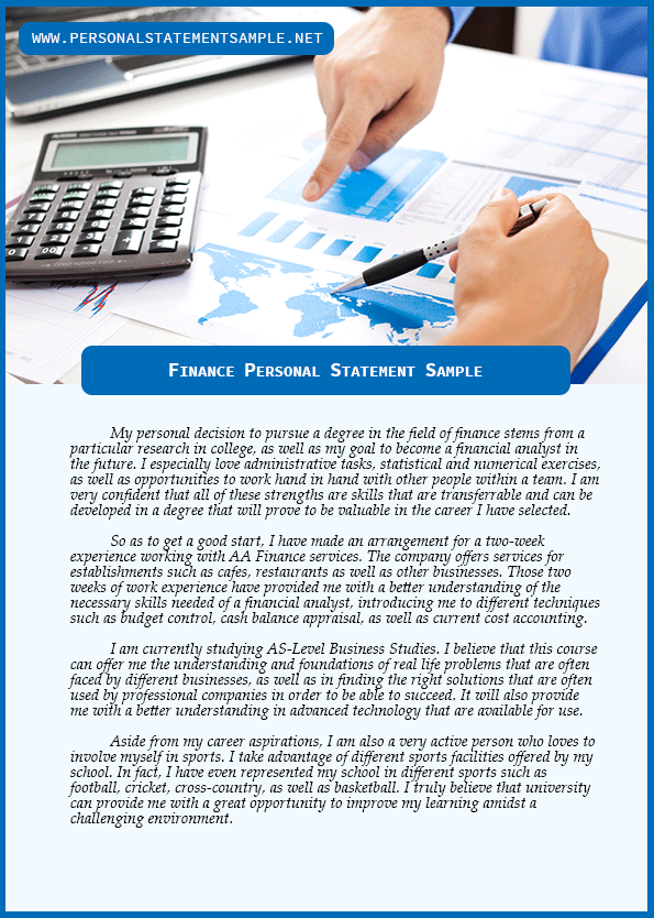 finance personal statement uk