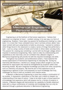 mechanical engineering personal statement example