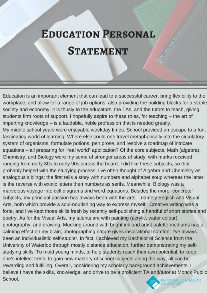 postgraduate primary teaching personal statement