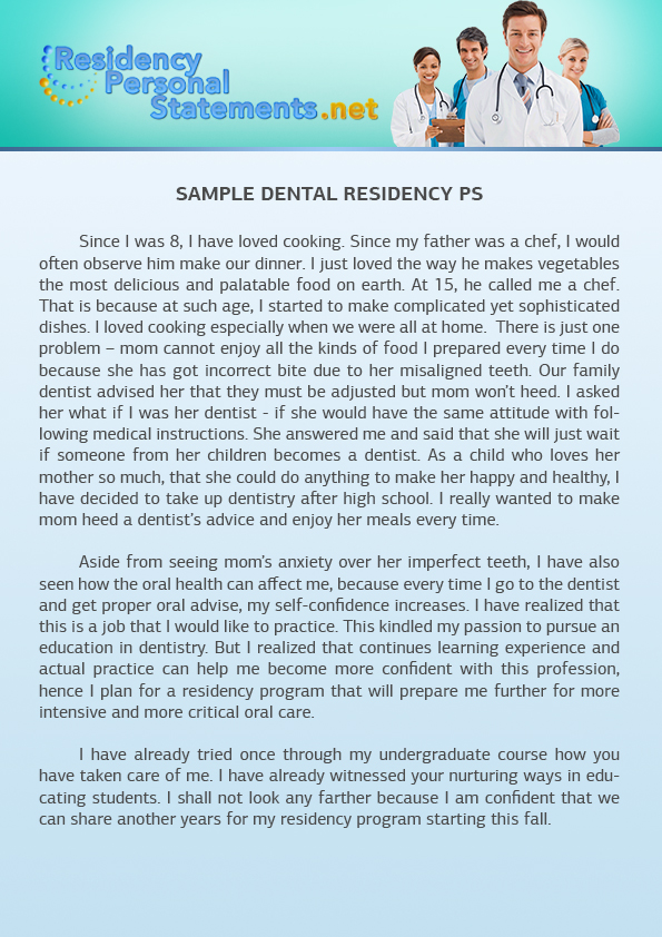 dental school personal statement example