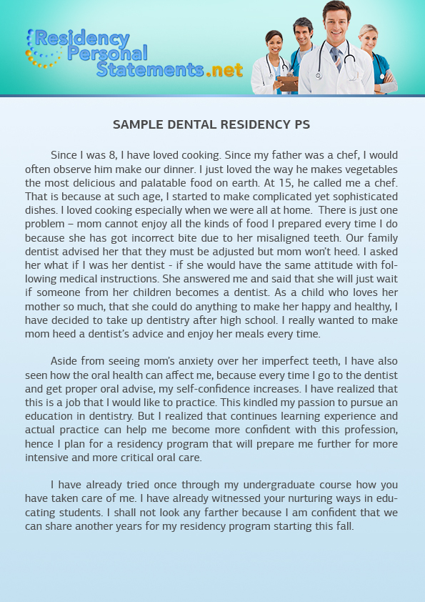 dentistry postgraduate personal statement