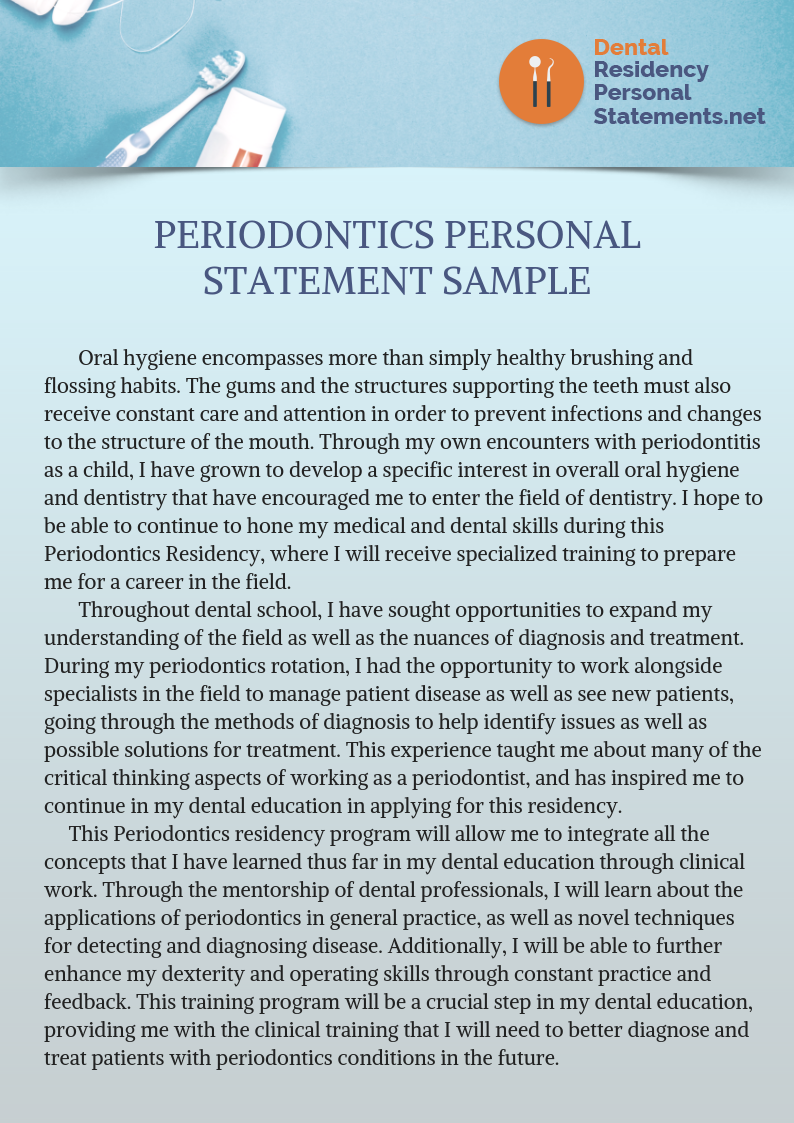 periodontics personal statement sample
